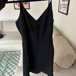 Abercrombie black satin mini slip dress size M